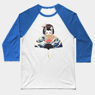 The Great Wave off Kanagawa fan and geisha Baseball T-Shirt